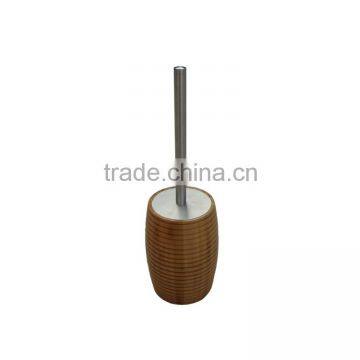 Bamboo drum-shaped toilet brush with holder