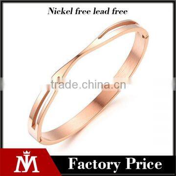 holesale wedding rose gold jewelry unique design polishing cuff bangle for women