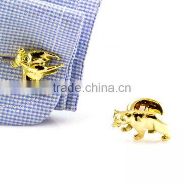 Novelty men stainless steel gold bull bear cufflinks for men shirts