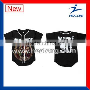 Fashion OEM Custom Fashion Black Baseball Jersey Uniform Shirts Wear Clothes