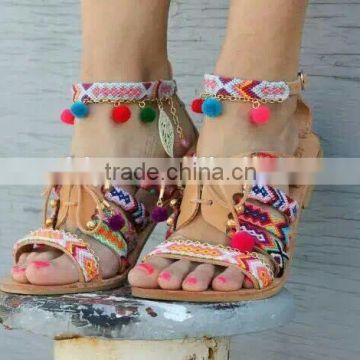 2016 Hotting sale in Europe , colorful handmade braided woven OEM shoes,DIY charms OEM shoes for woman