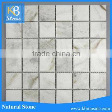 4.8 square white aged marble mosaics for bathroom floor