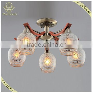 5 Lights House Decorative Type Glass Ceiling Lights Antique Color Wood Besides