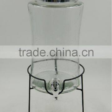 Glass Water Bottle Beverage Dispenser Water with metal stand 6L