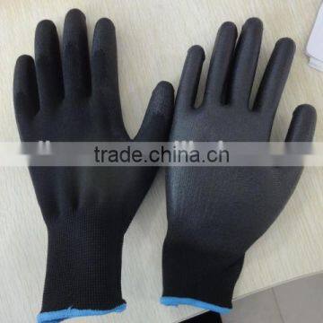 black nylon black pu coated hand glove