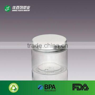 alibaba wholesaler aluminium cap pet clear plastic jar with lids