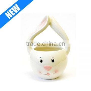 Ceramic Easter Bunny Basket Table Decor