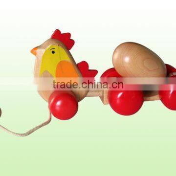 chicken and egg pull along toy;classic wooden construction for hours of fun