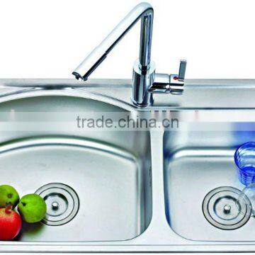 Double bowls kitchen sink with faucet