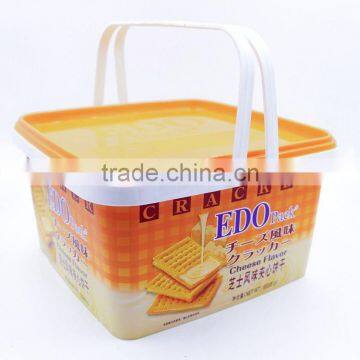 3L EDO Custom IML Plastic Cracker Containers With Two Handles,Maker of Plastic PP Biscuit Box photo-2