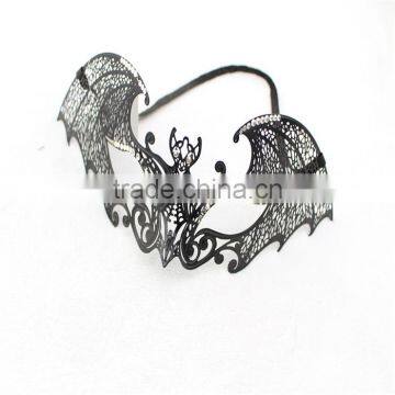 Men's Male Masquerade Mask Black Lace Bat Design Made From Metal photo-2