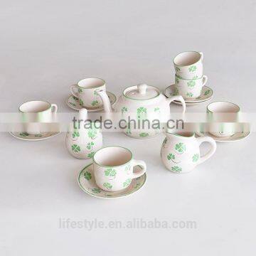 17PCS TEA SET, STONEWARE WITH HAND PAINTING photo-4