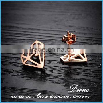 Fashion Jewelry Diamond Shaped Stud Earrings Men Rose Gold IP Stainless Steel Earring photo-3