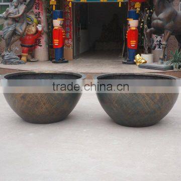 Large round bronze garden pot