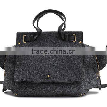 wholesale OEM acceptable eco handmade non woven lady handbags sling bags felt shopping bag handbags with zipper china suppliers