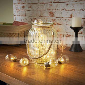 battery operated glass string warm white bulb decorative light