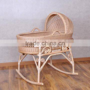 Bisini New Arrival Nature Rattan Color New Born Baby Bed, White Lace Wicker Baby Crib - BF07-70352 photo-3
