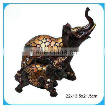 Mother and baby elephant modern resin sculpture