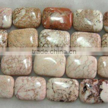 16" 15-20mm rectangle natural loose white turquoise beads