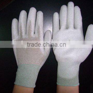 Carbon fiber ESD pu coated glove