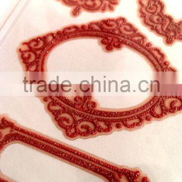 Red Colorway, Classic Glitter Lace Foam Sticker, Elegant Decorative Shinny Glitter Sticker photo-5