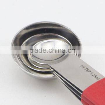4pcs Stainless Steel Mini Measuring Spoon Sets With Red Handle photo-6