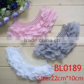 OEM factory direct high quality beaded chiffon fabric flower collar patch applique/beaded applique