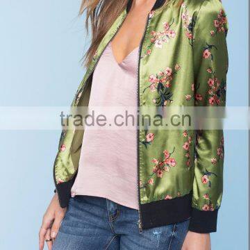 2016 Factory Price Life Bomber Green Printed Smart Ladies Jacket photo-4