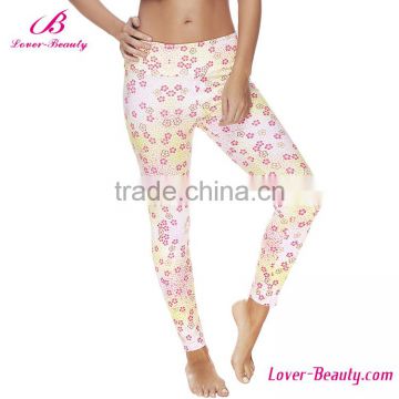 Custom red flower printing high waist leggings for women