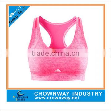 Customized wholesale sports bra for women, Racerback yoga bra with reflective printing