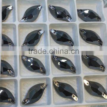 Leaf Shape Flat Back Crystal Sew on Stone Loose Rhinestone for Garment Accessories photo-3