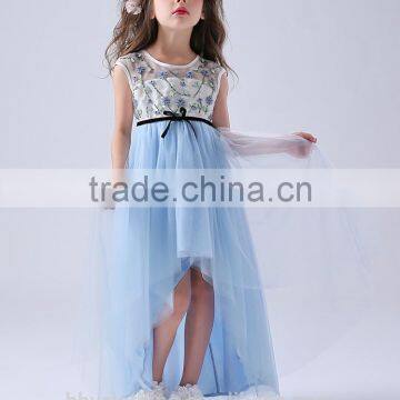 Sleeveless flower girls dress 2017 girls short front long back beading appliques princess party dresses