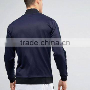 2017 Custom Best Price High Quality Velour Panels 66% Cotton 31% Polyester 3% Elastane Navy Casual Men's Jacket photo-2