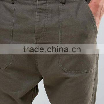 High Quality Custom Guangzhou Manufacturer OEM Drop Crotch Button Fly 100% Cotton Twill Breathable Khaki Men's Casual Pants photo-3