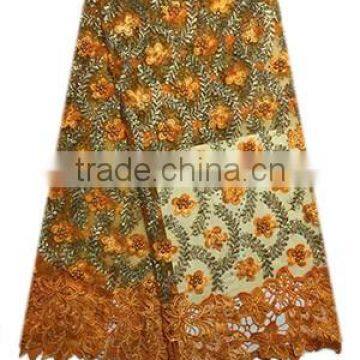 Fashiuonable African Women Wedding Dress Lace Sequined Tulle Lace With Stones FL1394 photo-3