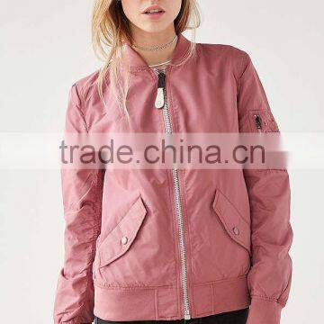 2017 Mgoo Pink Fighter Pilot Bomber Jacket Custom Printing Embroidery Military Flight Jacket With Knit Cuffs And Waistband photo-6