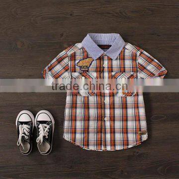 2017 Fashion baby boys plaid short sleeves shirt wholesale