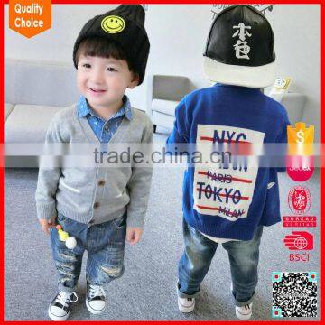 2016 hot selling customized cardigan sweater knit for kids