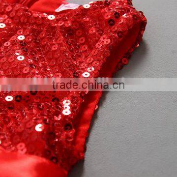 Newest Christmas Red Tulle Sequin Frocks Baby Girls Red Dresses photo-5
