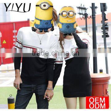 Fashion Geometric Knit Pullvoer Custom Crewneck Color Block Couple Sweater photo-5