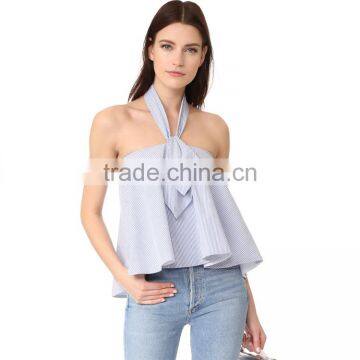 2017 OEM Charming Finish Relaxed Halter Top Neckerchief Tie Blouse photo-6