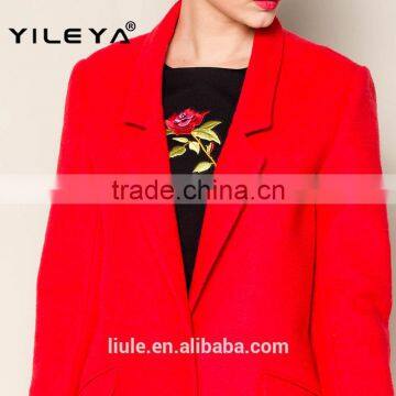Hot Selling Bright Red Winter Thick Warm Stock Ladies German Coat, Woolen Coat, Women Wool Coat photo-4