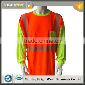 Mens two-tone Lime long sleeve 3M reflective tape worker warning T-shirt