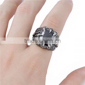 Titanium Steel Unadjustable Rings Antique Silver Red Claw Talon photo-3