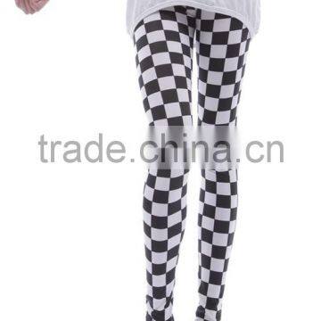 Black White Plaid Punk Leggings High Elastic Fitness Leggings Pants