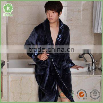 Luxurious Flannel Satin Men Brushed Hemmed Bathrobe Set