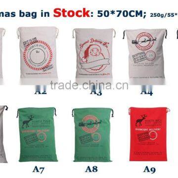 Wholesale personalised Christmas canvas Santa sack with drawing in stock