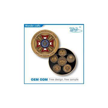 Excellent engraving custom logo red copper antique gold smooth edge numbering challenge coins
