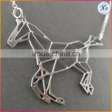 Fashion galloping silver geometric horse necklace Jewelry
