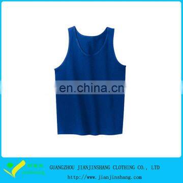 Navy Blue Round Collar Fitness Polyester Lycra Mens Tank Top